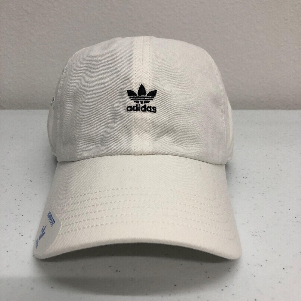 Adidas Hat Cap Strap Back Womens One Size White Trefoil Logo Originals Baseball